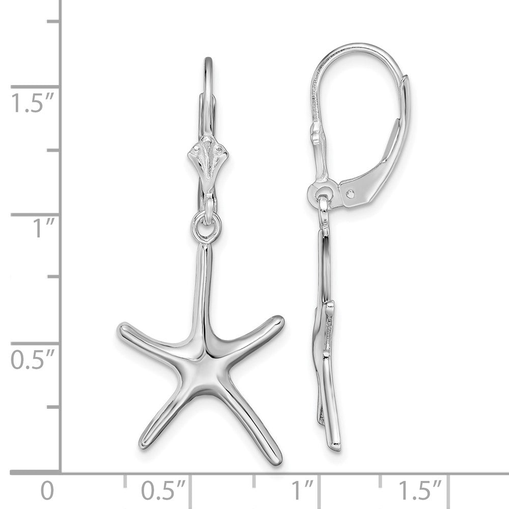 Sterling Silver Polished Starfish Leverback Earrings