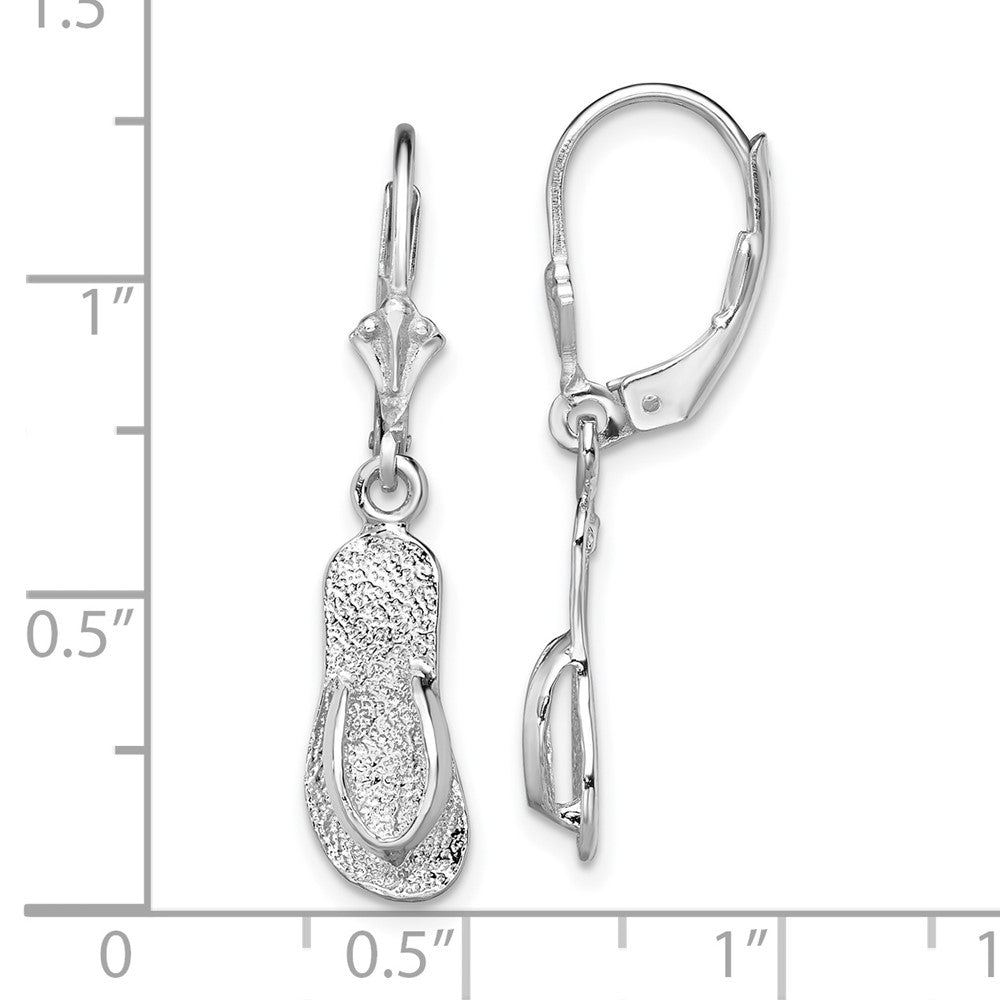 Sterling Silver Polished Large Flip-flop Leverback Earrings