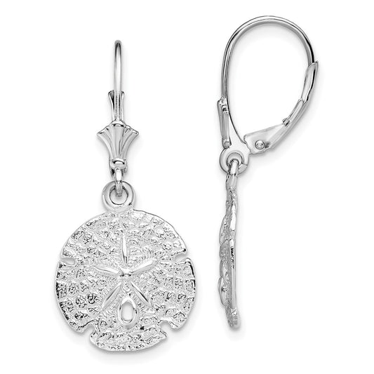 Sterling Silver Polished Sand Dollar Leverback Earrings
