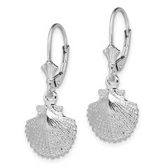 Sterling Silver Polished Scallop Shell Leverback Earrings