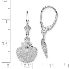 Sterling Silver Polished Scallop Shell Leverback Earrings
