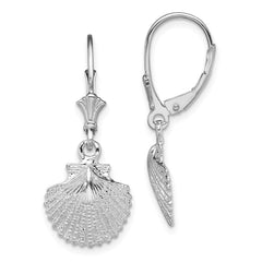 Sterling Silver Polished Scallop Shell Leverback Earrings