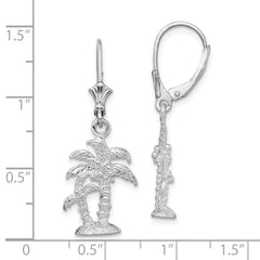 Sterling Silver Polished Palm Trees Leverback Earrings