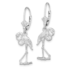 Sterling Silver Polished Flamingo Leverback Earrings