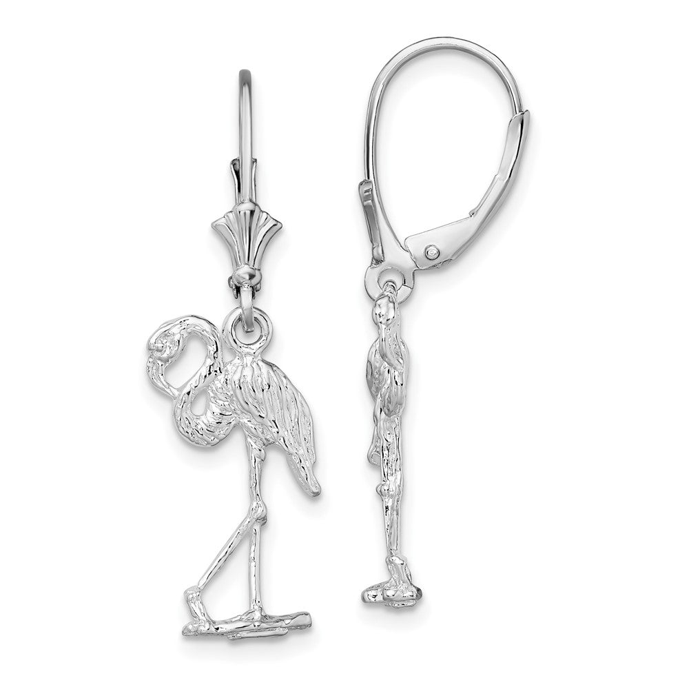 Sterling Silver Polished Flamingo Leverback Earrings