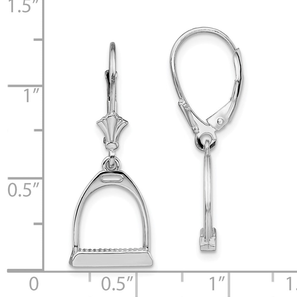 Sterling Silver Polished 3D Small Stirrup Leverback Earrings