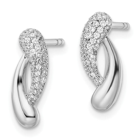 Rhodium-plated Sterling Silver CZ Post Earrings