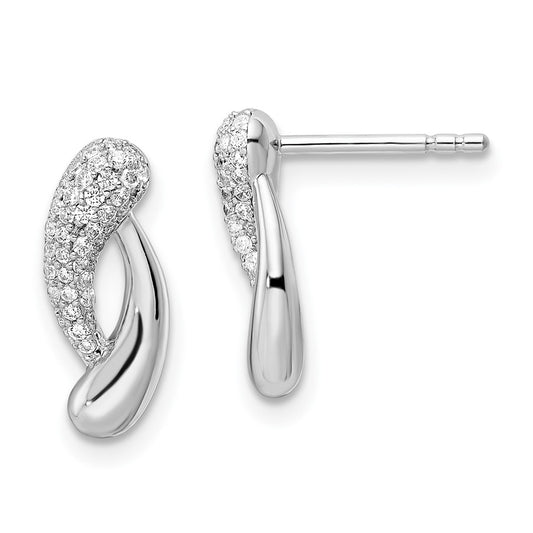 Rhodium-plated Sterling Silver CZ Post Earrings