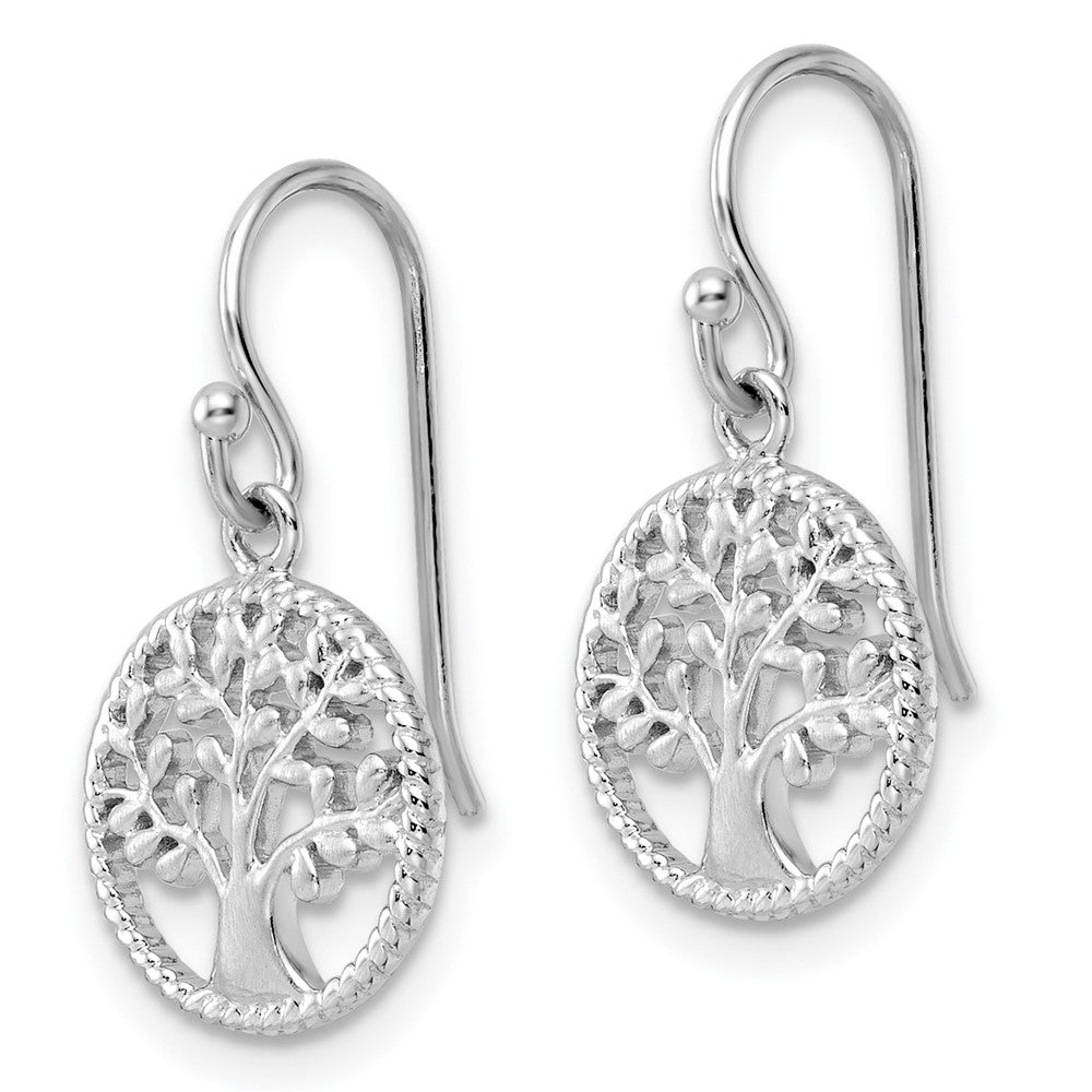 Rhodium-plated Sterling Silver Tree Dangle Earrings