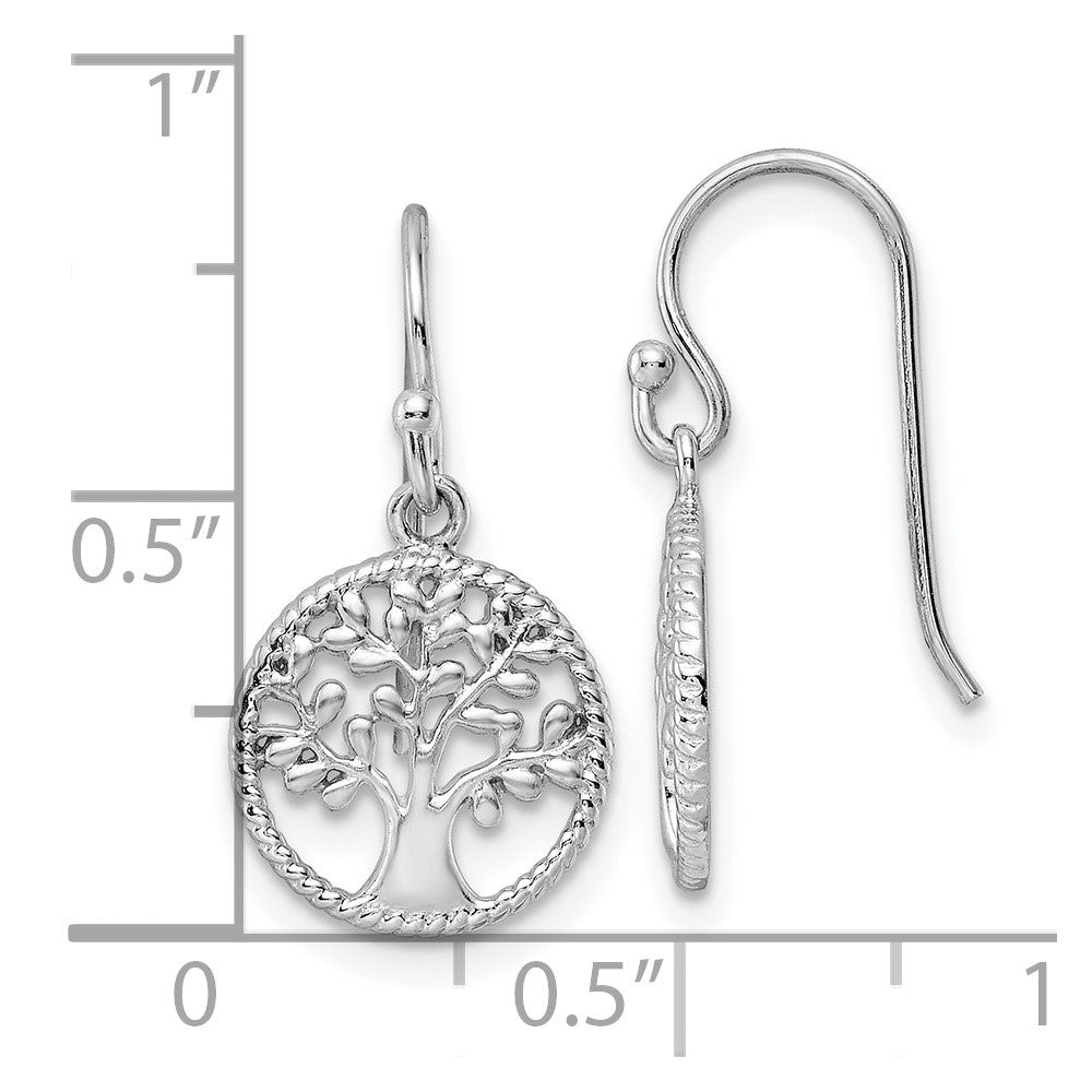 Rhodium-plated Sterling Silver Tree Dangle Earrings