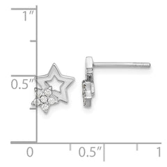 Rhodium-plated Sterling Silver CZ Star Post Earrings