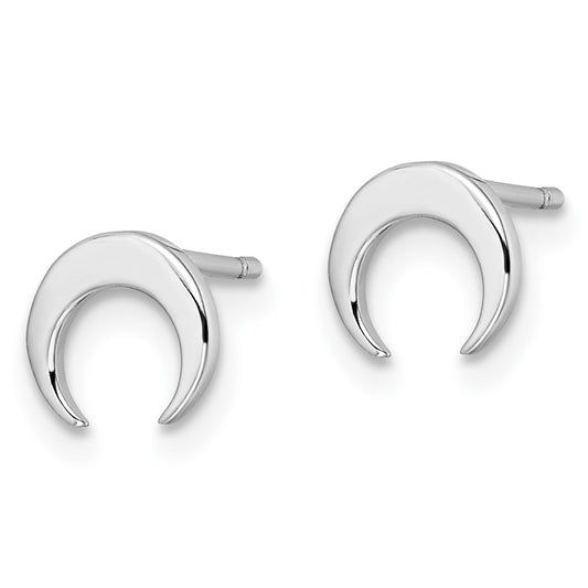 Rhodium-plated Sterling Silver Polished Moon Post Earrings