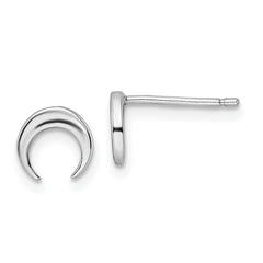 Rhodium-plated Sterling Silver Polished Moon Post Earrings