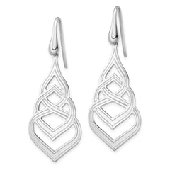 Rhodium-plated Sterling Silver Polished Grooved Fancy Drop Dangle Earrings