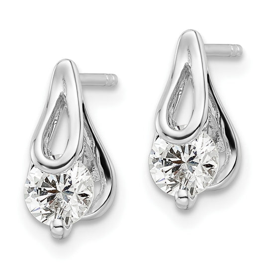 Rhodium-plated Sterling Silver CZ Post Earrings