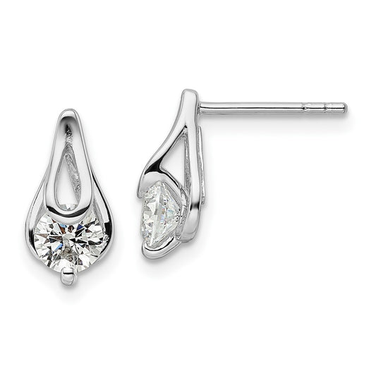 Rhodium-plated Sterling Silver CZ Post Earrings