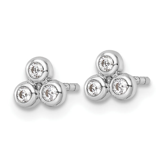 Rhodium-plated Sterling Silver Polished CZ Post Earrings