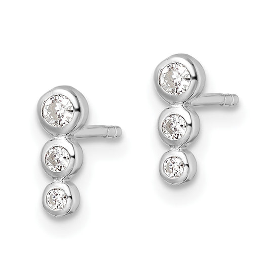 Rhodium-plated Sterling Silver Polished CZ Post Earrings