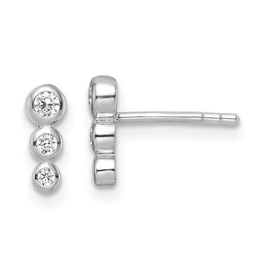 Rhodium-plated Sterling Silver Polished CZ Post Earrings