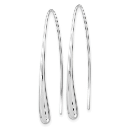 Rhodium-plated Silver Polished Teardrop Threader