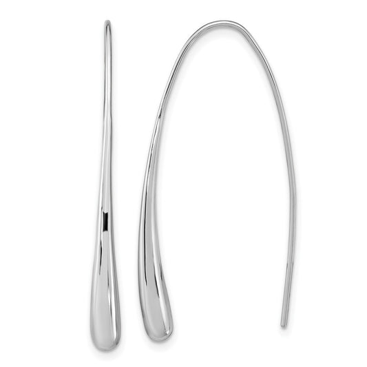 Rhodium-plated Silver Polished Teardrop Threader