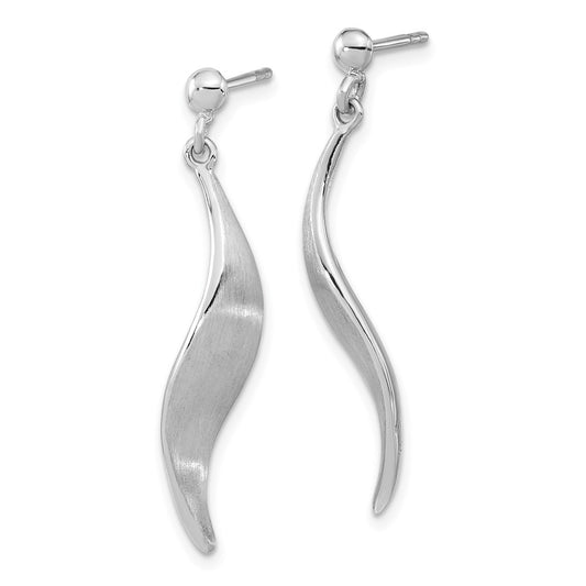 Rhodium-plated Silver Brushed Dangle Post Earrings