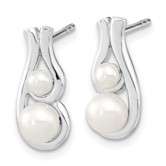 Rhodium-plated Sterling Silver FWC Pearl Post Earrings