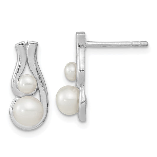 Rhodium-plated Sterling Silver FWC Pearl Post Earrings