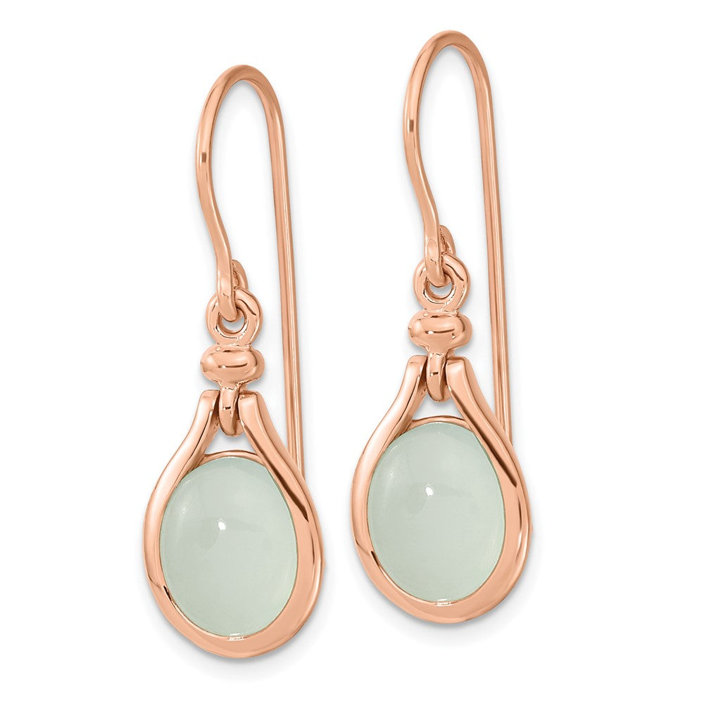 Sterling Silver Rose Gold-plated Green Chalcedony Dangle Earrings