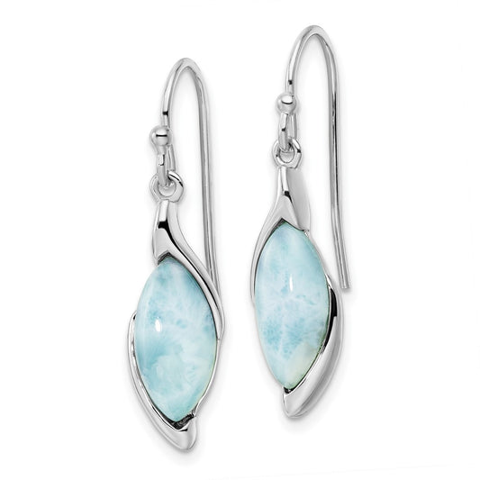 Rhodium-plated Sterling Silver Polished Larimar Dangle Earrings