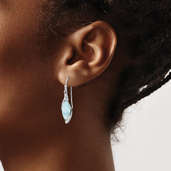 Rhodium-plated Sterling Silver Polished Larimar Dangle Earrings