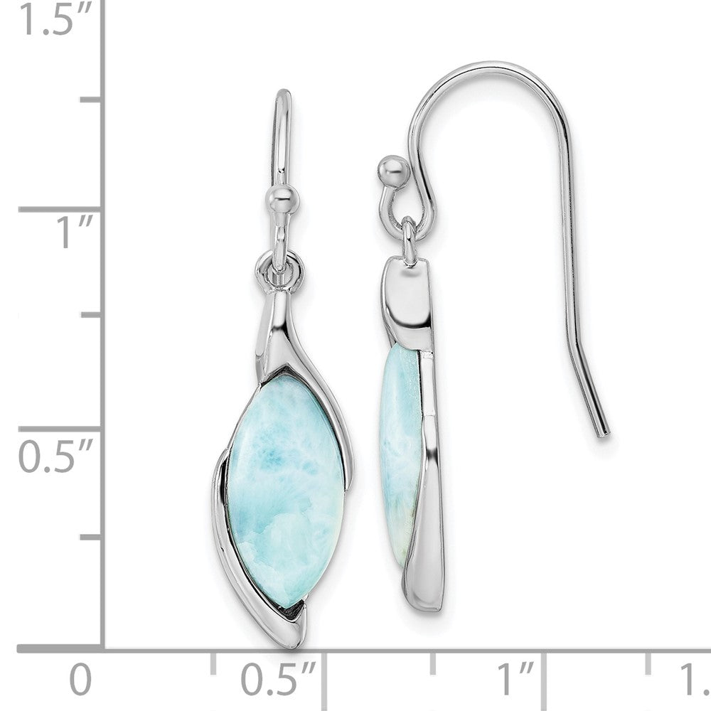 Rhodium-plated Sterling Silver Polished Larimar Dangle Earrings