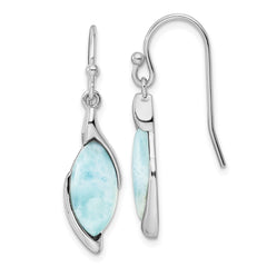 Rhodium-plated Sterling Silver Polished Larimar Dangle Earrings