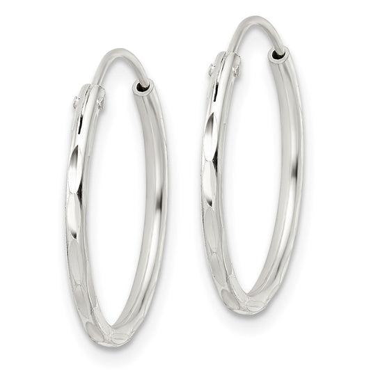 Sterling Silver Polished Diamond-cut Endless Hoop Earrings