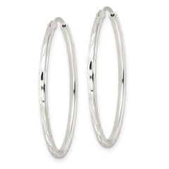 Sterling Silver Diamond-cut 1.5x30mm Endless Tube Hoop Earrings