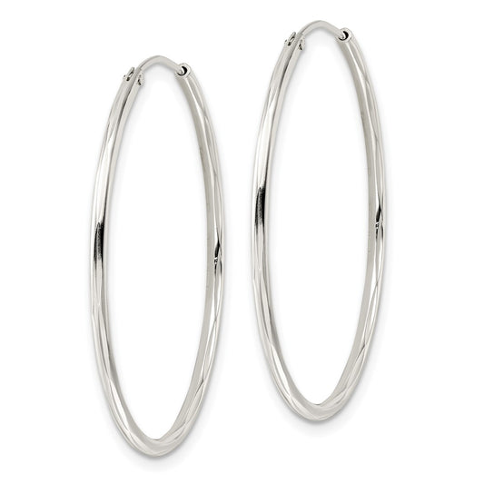 Sterling Silver Diamond-cut 1.5x35mm Endless Tube Hoop Earrings