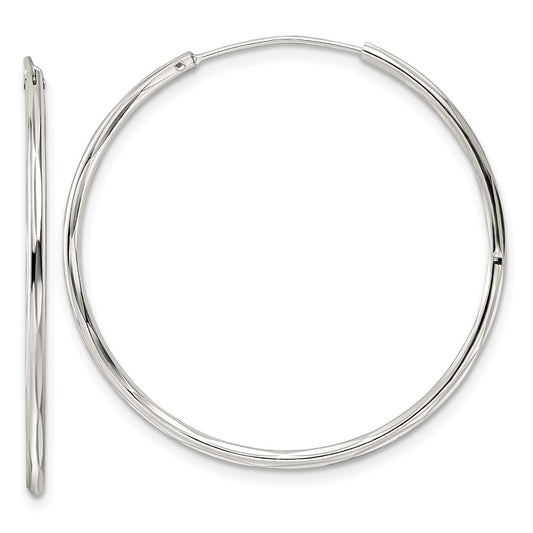 Sterling Silver Diamond-cut 1.5x35mm Endless Tube Hoop Earrings