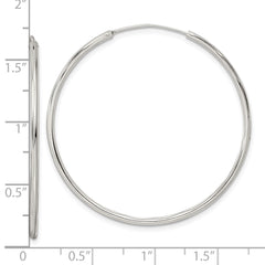 Sterling Silver Diamond-cut 1.5x40mm Endless Tube Hoop Earrings