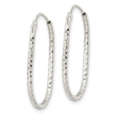 Sterling Silver Polished & Diamond-cut Oblong Endless Hoop Earrings