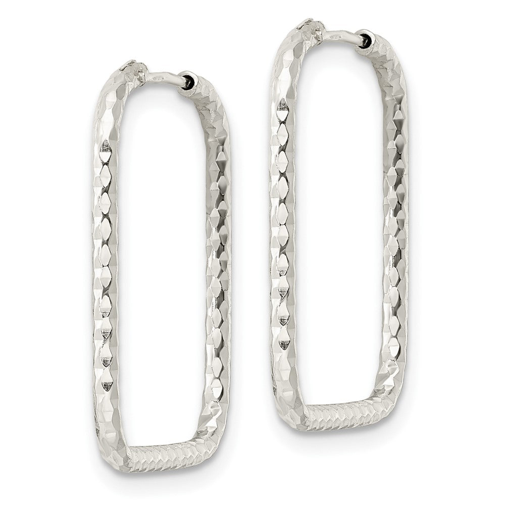 Sterling Silver Polished Diamond-cut Square Endless Hoop Earrings