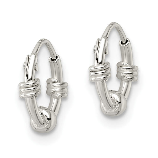 Sterling Silver Polished Beaded Circle Endless Hoop Earrings
