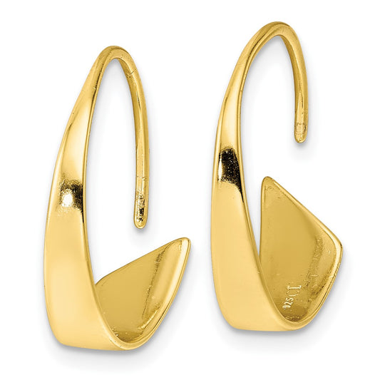 Yellow Gold-plated Sterling Silver Polished Flat Bar Hoop Threader Earrings