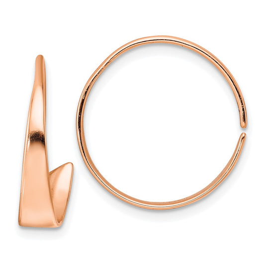 Rose Gold-plated Sterling Silver Polished Flat Bar Hoop Threader Earrings