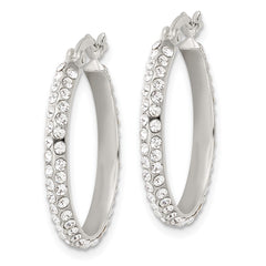 Sterling Silver CZ Round Hoop Earrings