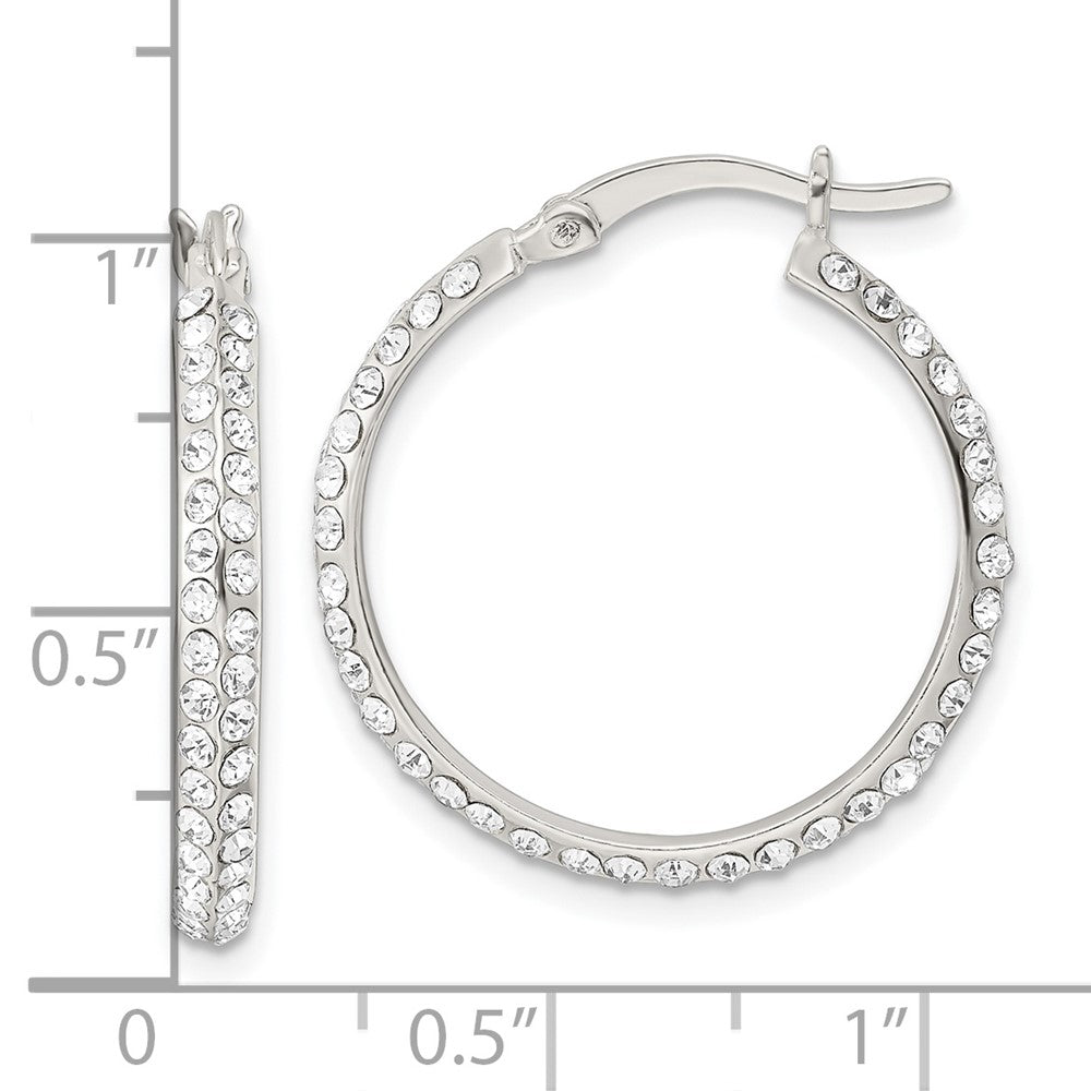 Sterling Silver CZ Round Hoop Earrings