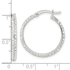 Sterling Silver CZ Round Hoop Earrings