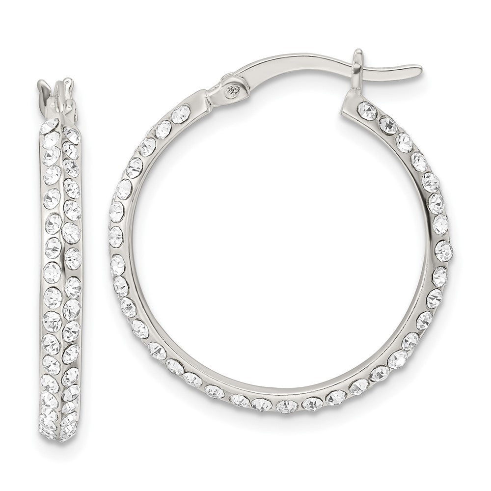 Sterling Silver CZ Round Hoop Earrings