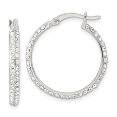 Sterling Silver CZ Round Hoop Earrings