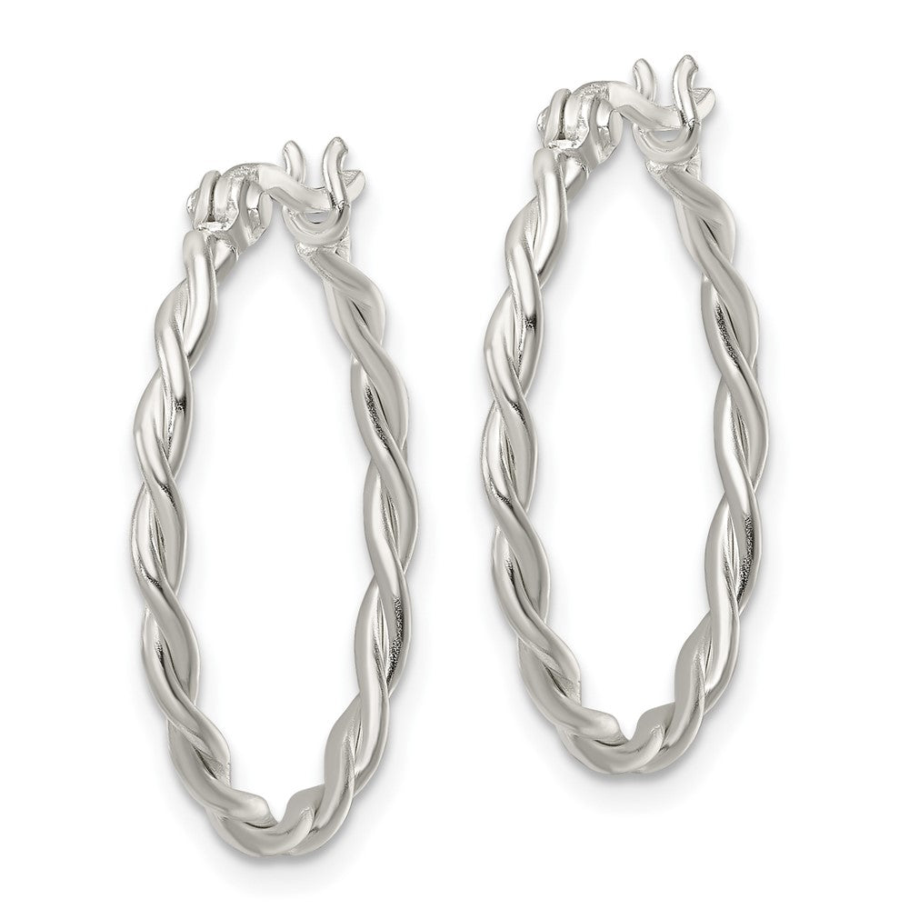 Sterling Silver Polished Twisted Hoop Earrings