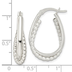 Sterling Silver Polished Double Oval Hoop Earrings